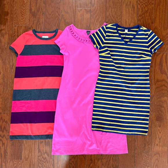 3 Dresses Pullover Stretch Knit Colorful CK Old Navy Rafaella Pink Red stripe - Picture 1 of 15